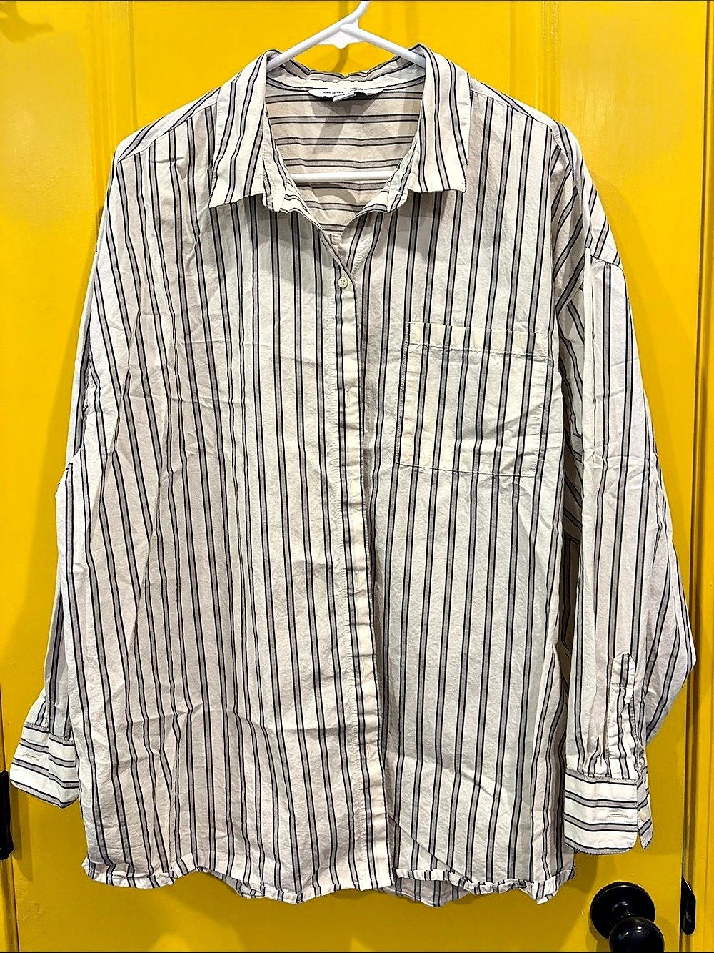 Old Navy The Boyfriend Shirt Striped Cotton Shirt Size XL Like New